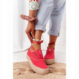 Espadrilles à Lacets Sur Une Plateforme Tressée Big Star FF274141 Rouge 1