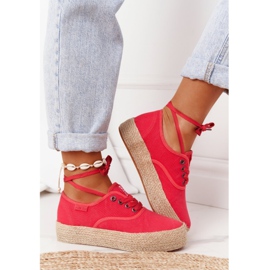Espadrilles à Lacets Sur Une Plateforme Tressée Big Star FF274141 Rouge 2 Espadrilles à Lacets Sur Une Plateforme Tressée Big Star FF274141 Rouge 2