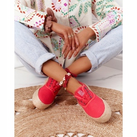 Espadrilles à Lacets Sur Une Plateforme Tressée Big Star FF274141 Rouge 3 Espadrilles à Lacets Sur Une Plateforme Tressée Big Star FF274141 Rouge 3