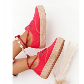 Espadrilles à Lacets Sur Une Plateforme Tressée Big Star FF274141 Rouge 5 Espadrilles à Lacets Sur Une Plateforme Tressée Big Star FF274141 Rouge 5