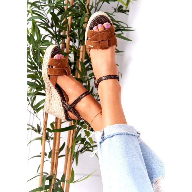 Sandales compensées en cuir Big Star HH274377 Marron brun 1 Sandales compensées en cuir Big Star HH274377 Marron brun 1