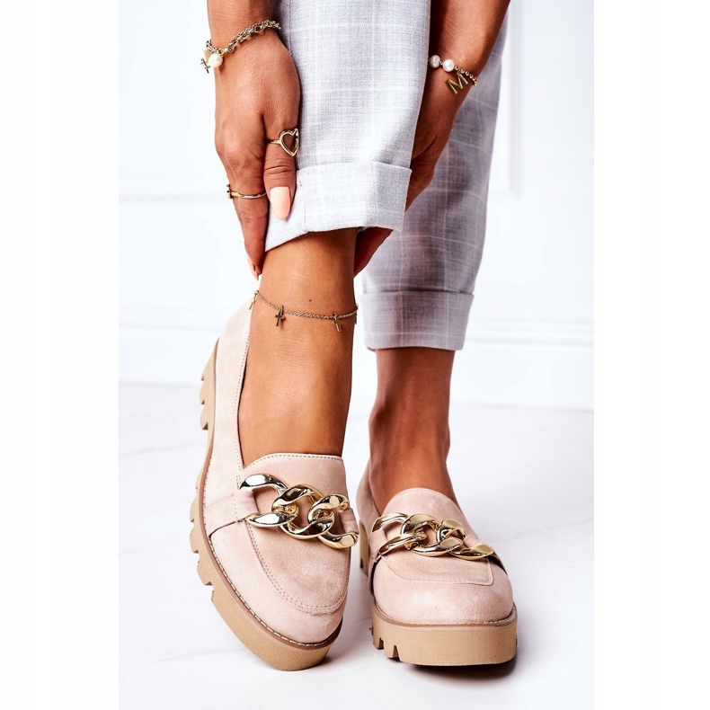 Mocassins en daim Lewski Shoes 3040 Cappuccino beige d'or 5