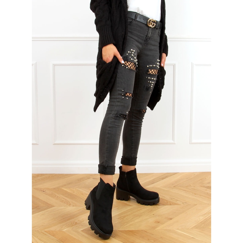 Bottines Chelsea noires à semelles épaisses CH19201 Noir 1