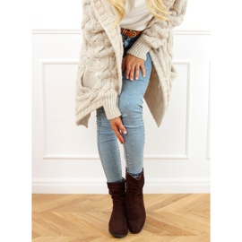 Bottines plates à pompons marron B0-330 Marron brun 1 Bottines plates à pompons marron B0-330 Marron brun 1