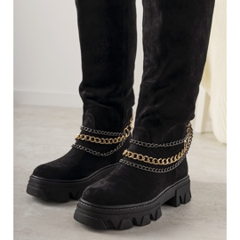 Bottines noires avec chaîne Saturday le noir 1