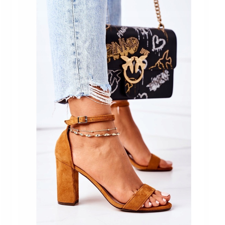 PS1 Sandales En Daim Sur Un Camel Florence Bar brun 2