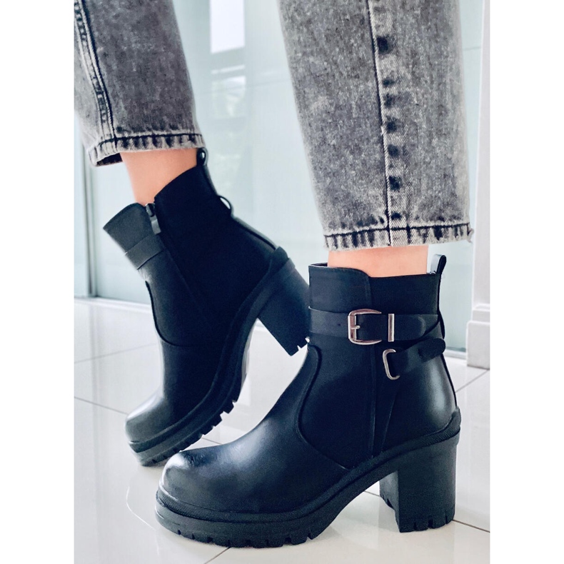 Bottines militaires noires à talons 8998-11 Noir 1