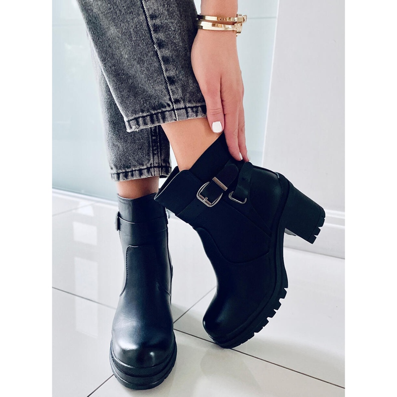 Bottines militaires noires à talons 8998-11 Noir 2