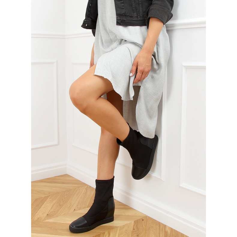 Bottines Sock compensées noires HQ887 Noir le noir 2