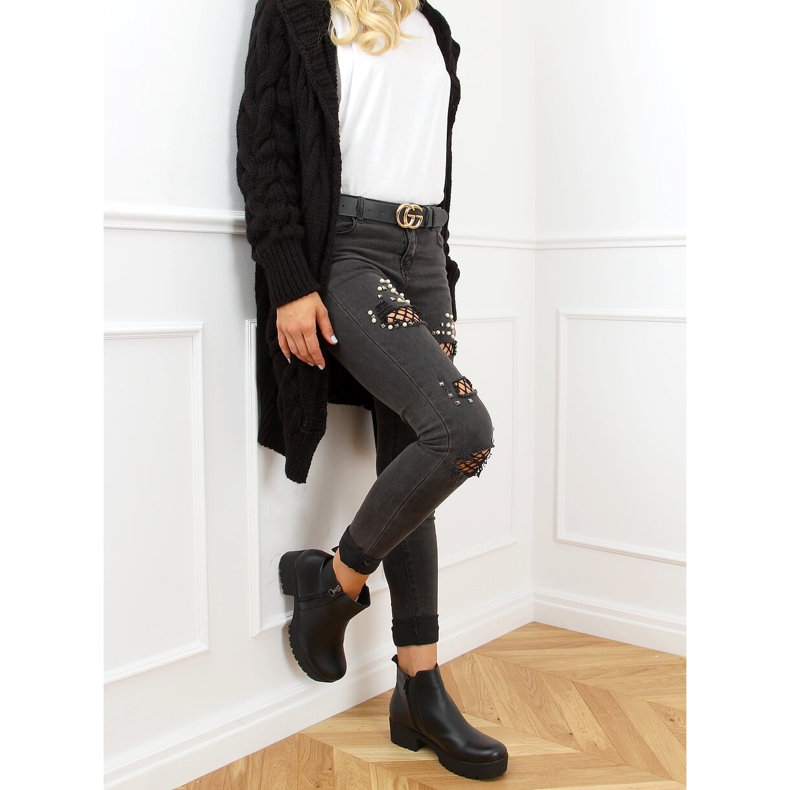 Bottines noires à semelles épaisses 9B1053 Noir le noir 2