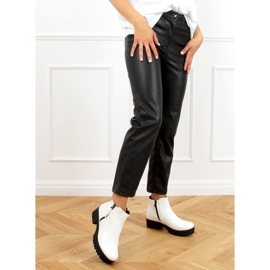 Blanc 9B1053 Bottines blanches à semelle épaisse 1