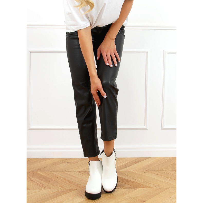 Blanc 9B1053 Bottines blanches à semelle épaisse 2