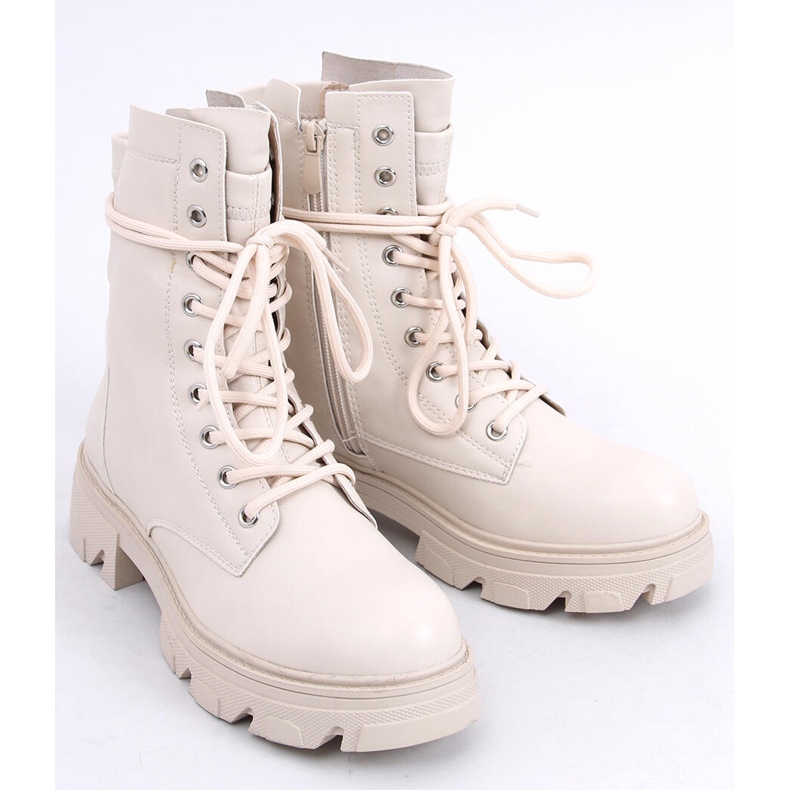 BM Bottines à lacets beige RQ379 Beige 1