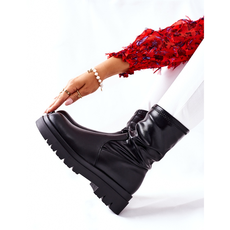 S.Barski Bottes pour femmes Doubler noires avec tige élastique le noir 1 S.Barski Bottes pour femmes Doubler noires avec tige élastique le noir 1