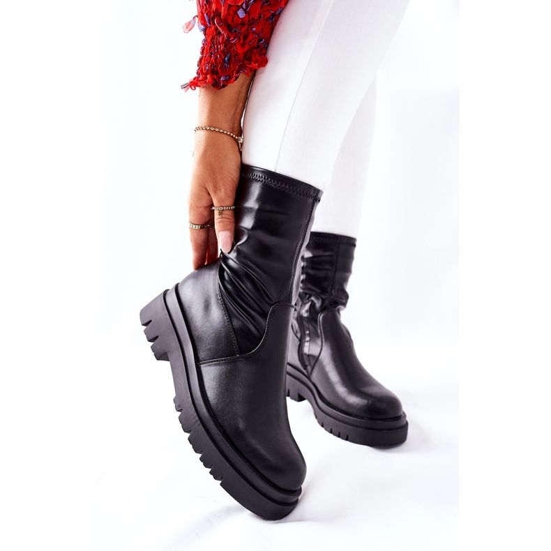 S.Barski Bottes pour femmes Doubler noires avec tige élastique le noir 2 S.Barski Bottes pour femmes Doubler noires avec tige élastique le noir 2