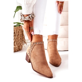 Boots ajourées à découpes, Camel Western beige 3