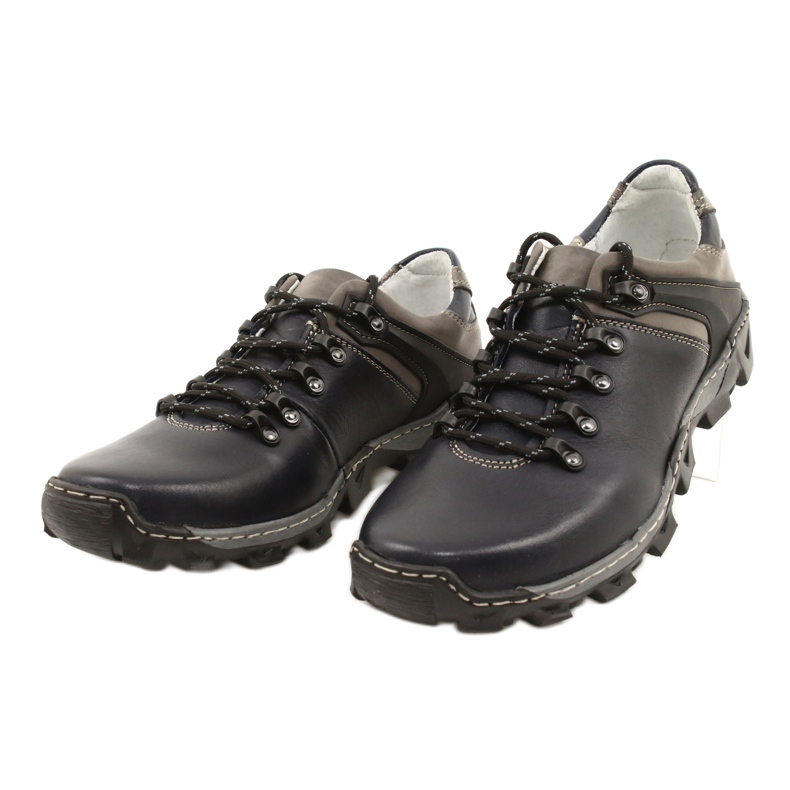 Bednarek Polish Shoes Chaussures de randonnée en cuir homme 116 bleu marine gris 2