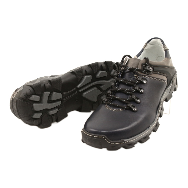 Bednarek Polish Shoes Chaussures de randonnée en cuir homme 116 bleu marin gris 3