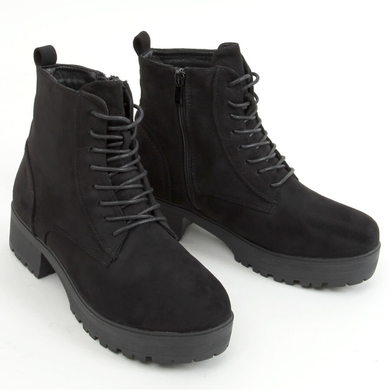 Boots à lacets semelle épaisse noir D130 Black 1