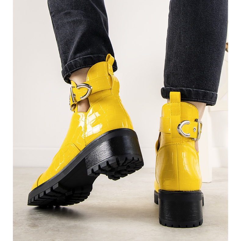 Bottines jaunes à motif peau de crocodile Hadley 1