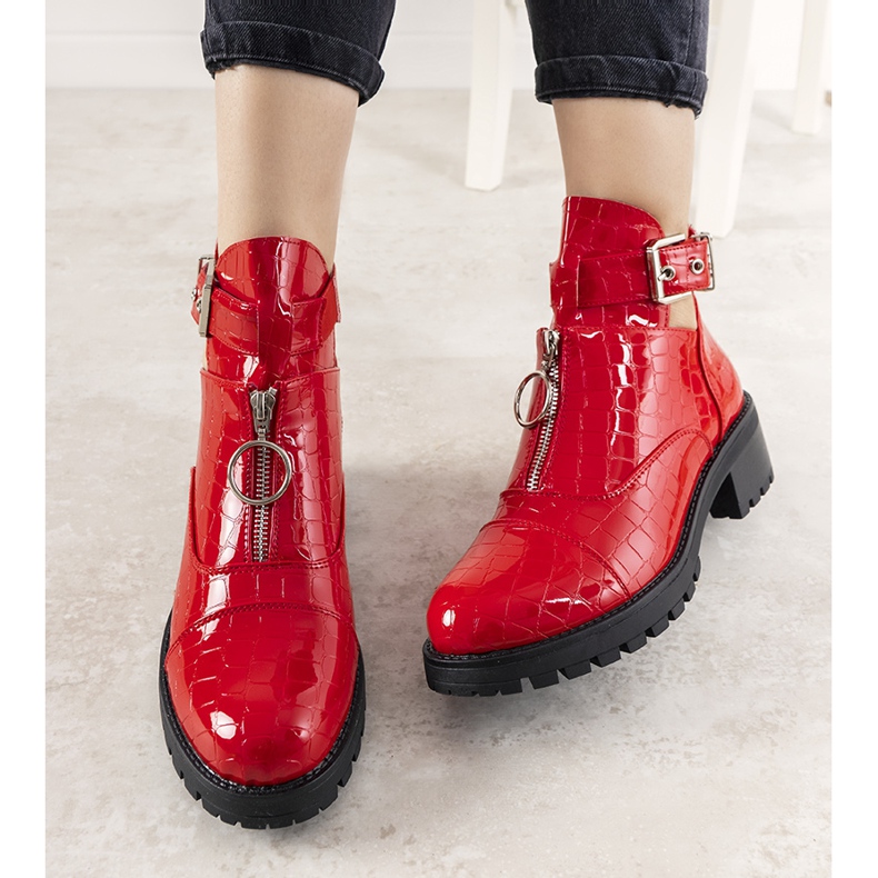 Bottines rouges à motif peau de crocodile Hadley 1