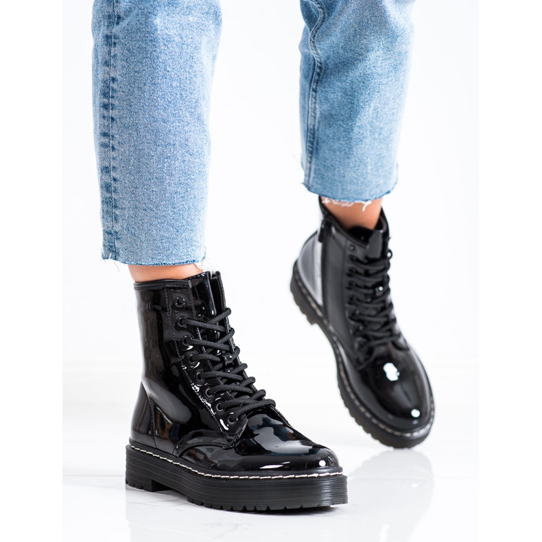 SHELOVET Bottes de travail noires avec fourrure le noir 2