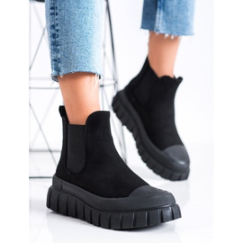 SHELOVET Bottes Chelsea à la mode sur la plate-forme noir 2