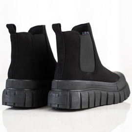 SHELOVET Bottes Chelsea à la mode sur la plate-forme noir 1