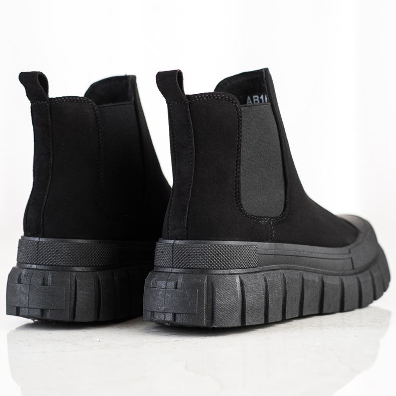 SHELOVET Bottes Chelsea à la mode sur la plate-forme noir 1