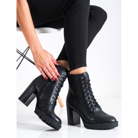 Lovery Bottines à lacets sur un poteau noir 1