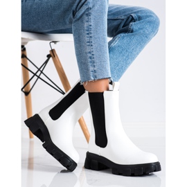 SHELOVET Bottines Chelsea hautes blanches 1