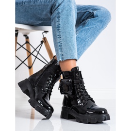 Weide Ouvriers laqués avec une poche le noir 3