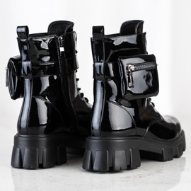 Weide Ouvriers laqués avec une poche le noir 4