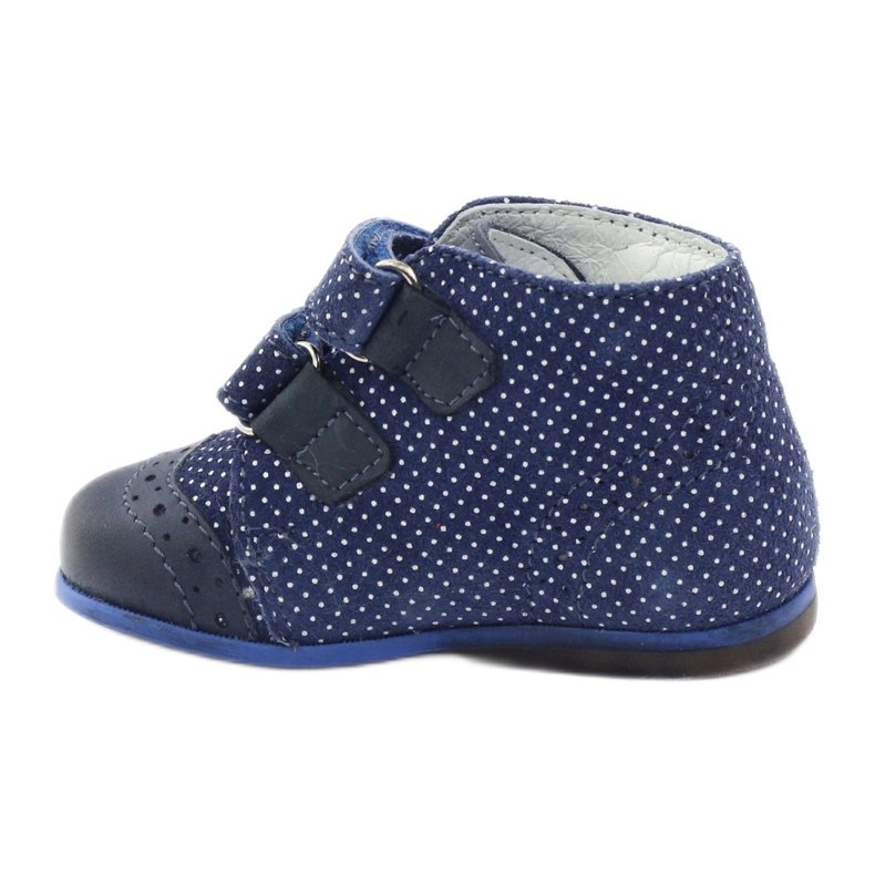 Bottes en cuir des filles Dots Velcro bleu marine Hugotti blanche 2