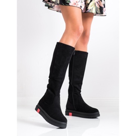 Seastar Bottes à plateforme en daim le noir 1