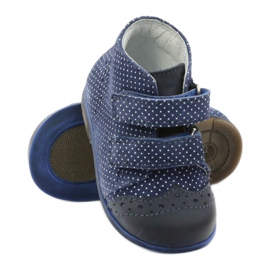 Bottes en cuir des filles Dots Velcro bleu marine Hugotti blanc 3