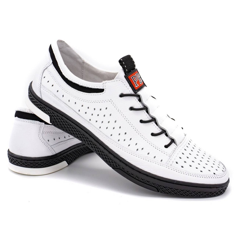 Polbut Chaussures d'été en cuir pour hommes K22 blanc 3