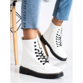 SHELOVET Bottes à lacets à la mode blanche 2