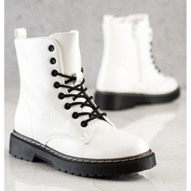 SHELOVET Bottes à lacets à la mode blanche 1
