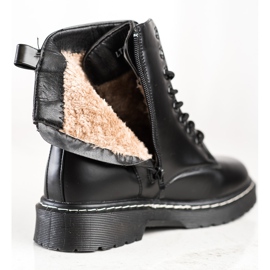 SHELOVET Bottes à lacets à la mode noir 1