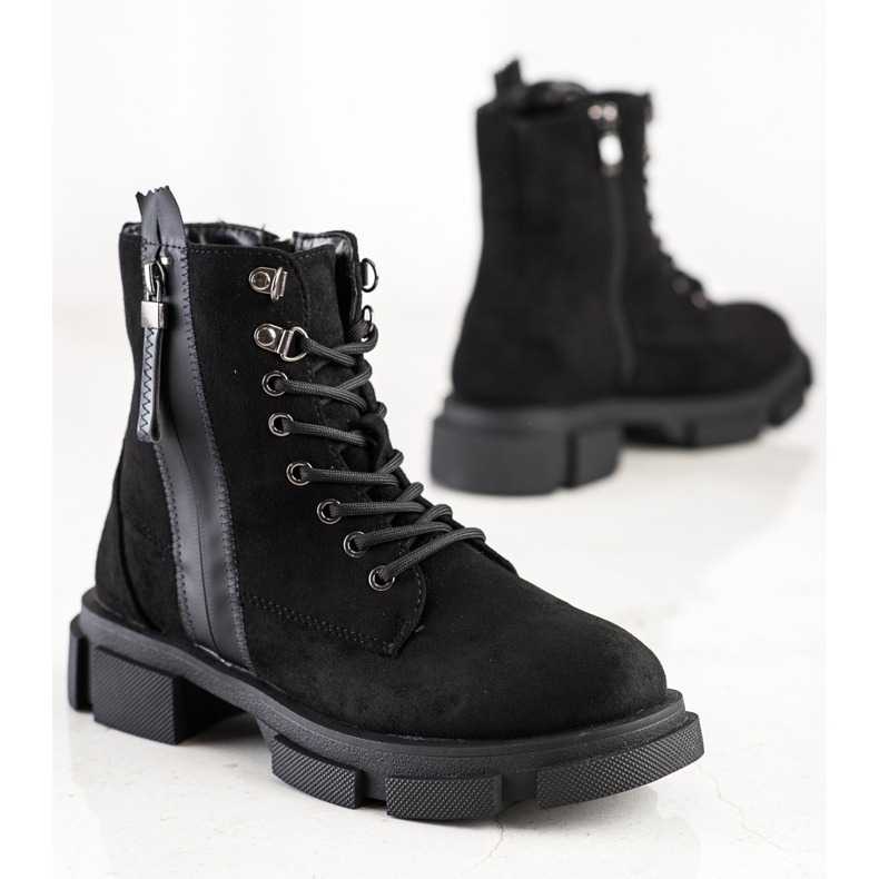 Cm Paris Trappeurs noirs avec fermeture éclair décorative 1