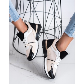 SHELOVET Baskets colorées avec maille beige noir 1