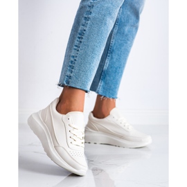 Ideal Shoes Baskets confortables en cuir écologique beige 2