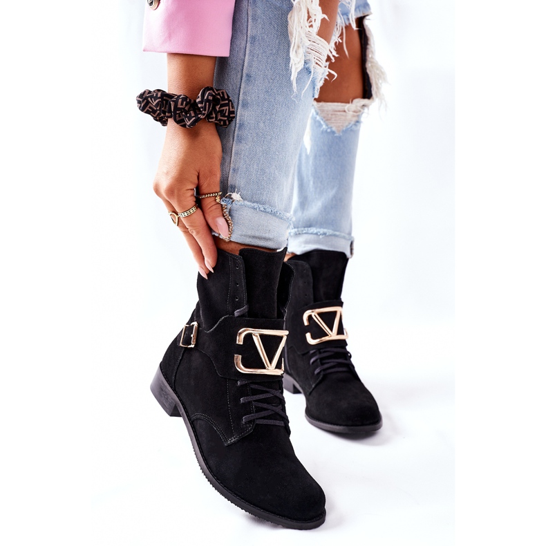 Bottes en daim noires pour femmes Nicole 2676 le noir 2