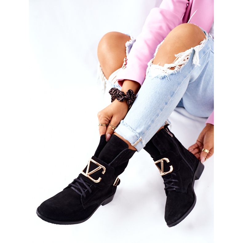 Bottes en daim noires pour femmes Nicole 2676 le noir 1