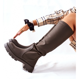 S.Barski Bottes hautes Whats Going On Kaki pour femmes vert 5