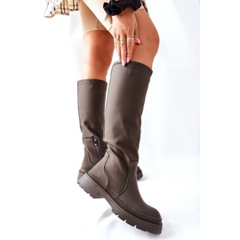 S.Barski Bottes hautes Whats Going On Kaki pour femmes vert 7