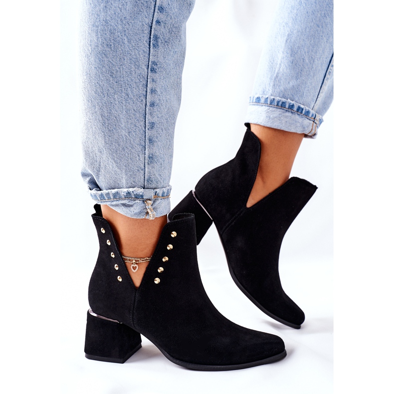 Lewski Shoes Bottes Femme En Daim Avec Découpes Lewski Noir 3074 / B 2