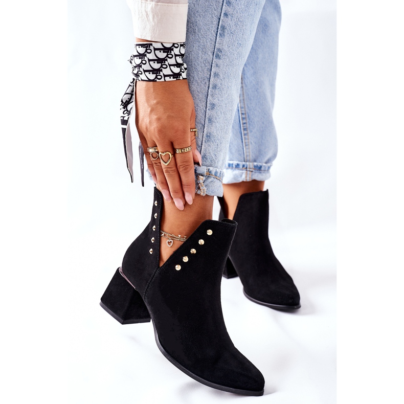 Lewski Shoes Bottes Femme En Daim Avec Découpes Lewski Noir 3074 / B 1