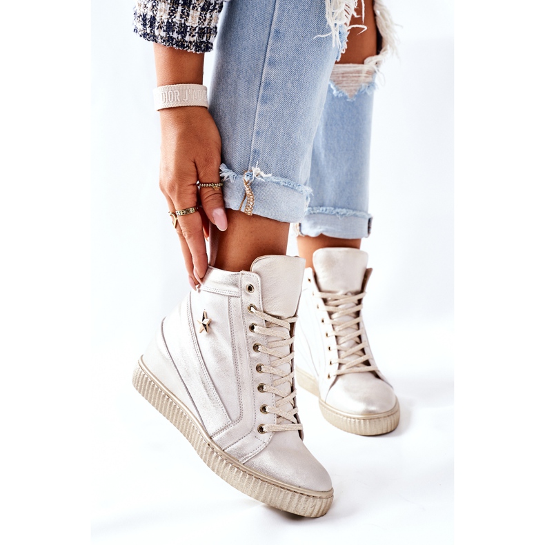 Lewski Shoes Chaussures Sport Cuir Femme Lewski Doré 3079 2